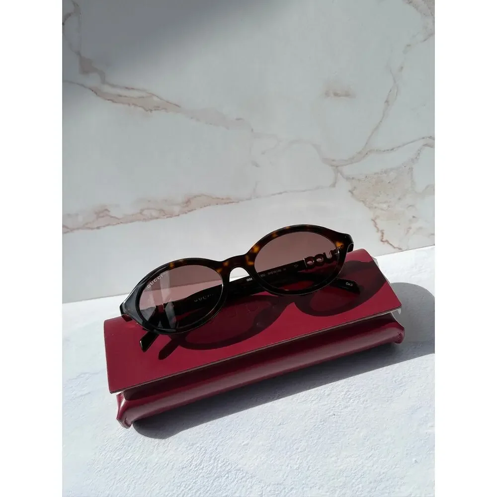 NEW Gucci GG2153S Brown Logo Oval Sunglasses $515